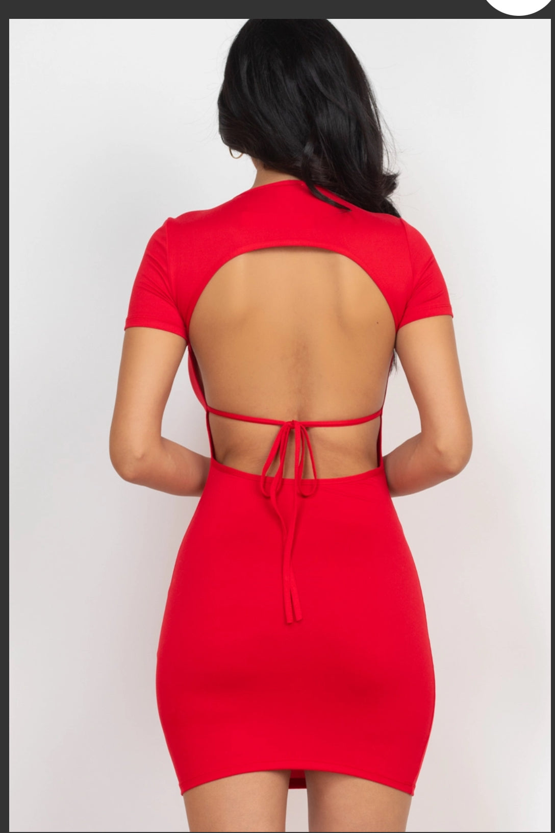 Sexy Short Sleeve Open Back Solid Color Mini Bodycon Dress