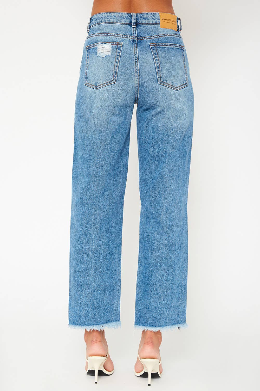 High-rise medium blue baggy dad fit jeans